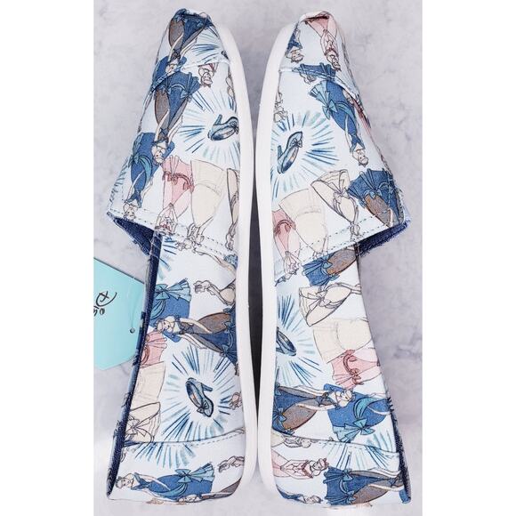 **NWT DISNEY X TOMS Classic Blue Cinderella Printed Canvas Shoes Women's US8.5** - Picture 11 of 15